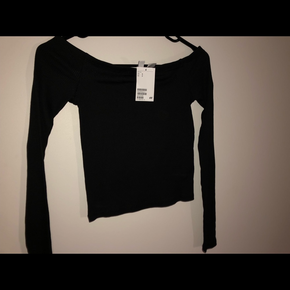 Cropped Black Off-Shoulder Top